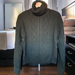 100% Merino Wool Cable Knit Turtleneck Sweater